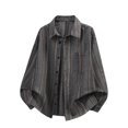 thumbnail image 1 of Ceisia Men's Oversized Vertical Stripe Long Sleeve Turndown Collar Casual Shirt Gifts, 1 of 9
