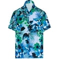 thumbnail image 5 of HAPPY BAY Men's Hawaiian Shirts Short Sleeve Button Down Shirt Floral Shirt Men Casual Vacation Summer Tropical Island Shirts for Men Funny M Rain Forest, Blue, 5 of 6