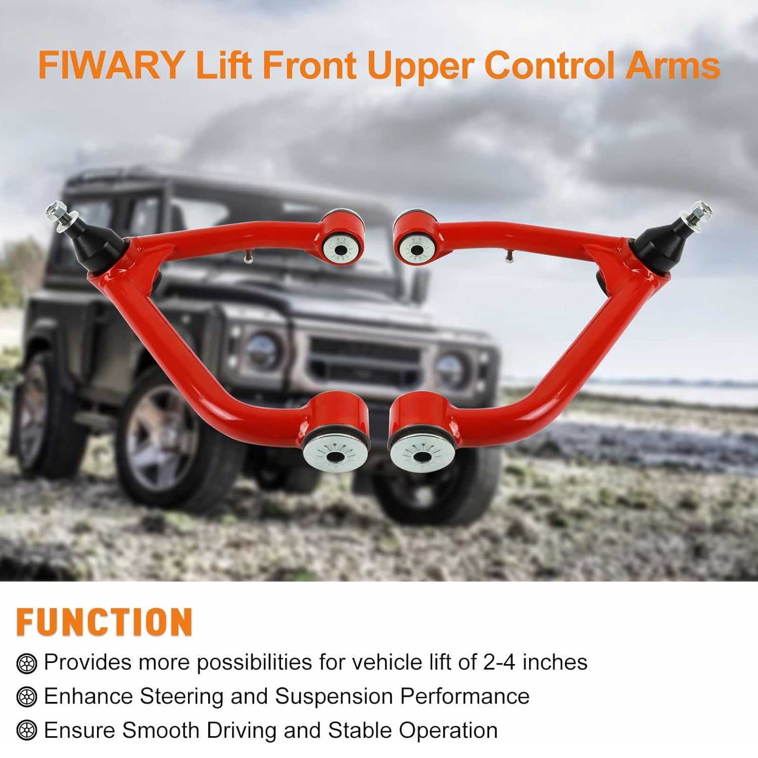 PANGOLIN 2Pcs 2-4" Lift Front Upper Control Arms Fits for 2007-2018 Chevrolet Silverado Avalanche Suburban Tahoe, 2007-2018 GMC Sierra Yukon Adjustable Suspension Control Arms with Ball Joint