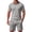 Gray, variant on Men's Plaid-Trimmed Waffle Matching Set, Point Collar Short Sleeve Top & Drawstring Waist Shorts, Preppy Casual Two-Piece Outfit, 2XS-2XL