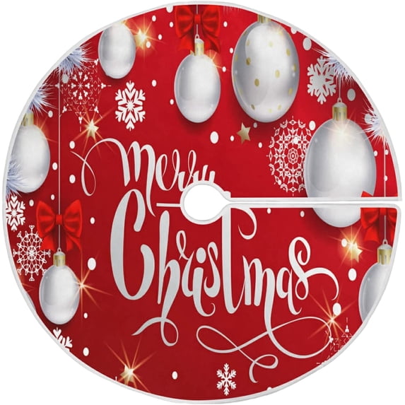 FMSHPON Christmas Tree Snowflakes Xmas Christmas Tree Skirt Stand Mat for Holiday Party Decoration Indoor Outdoor 48 inches