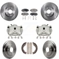 thumbnail image 1 of Transit Auto Front Rear Disc Brake Caliper Rotors Drums Ceramic Pads Kit (8Pc) for Car 2014-2015 Honda Civic LX with 1.8L Automatic CVT transmission KC8-100813T, 1 of 11