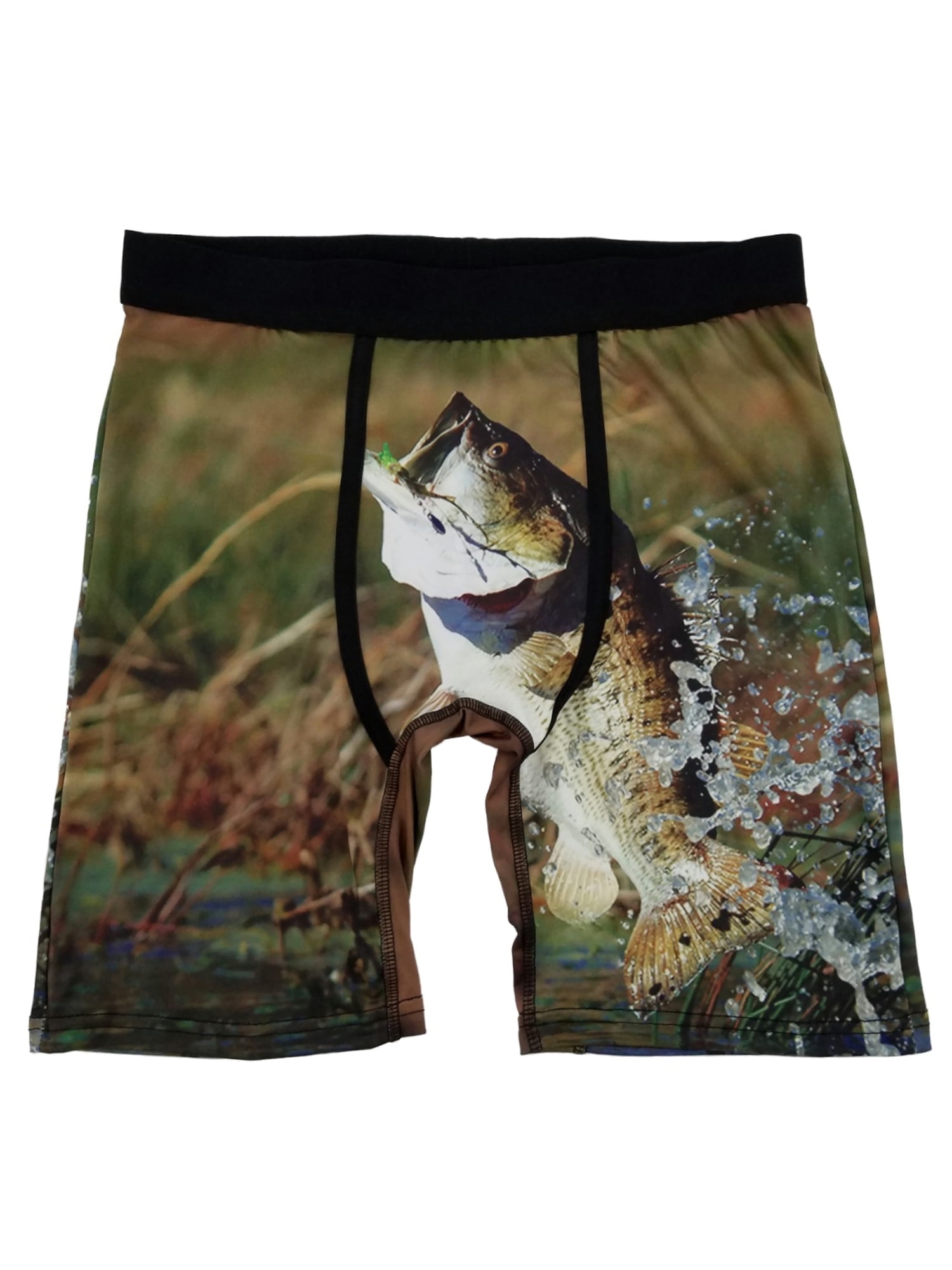 PSD Mens Multicolor Bass Fishing FocusFit Boxer Briefs