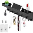 thumbnail image 1 of Key board with shelf, longziming 6 hooks & key bar, modern key board black, 1 of 5