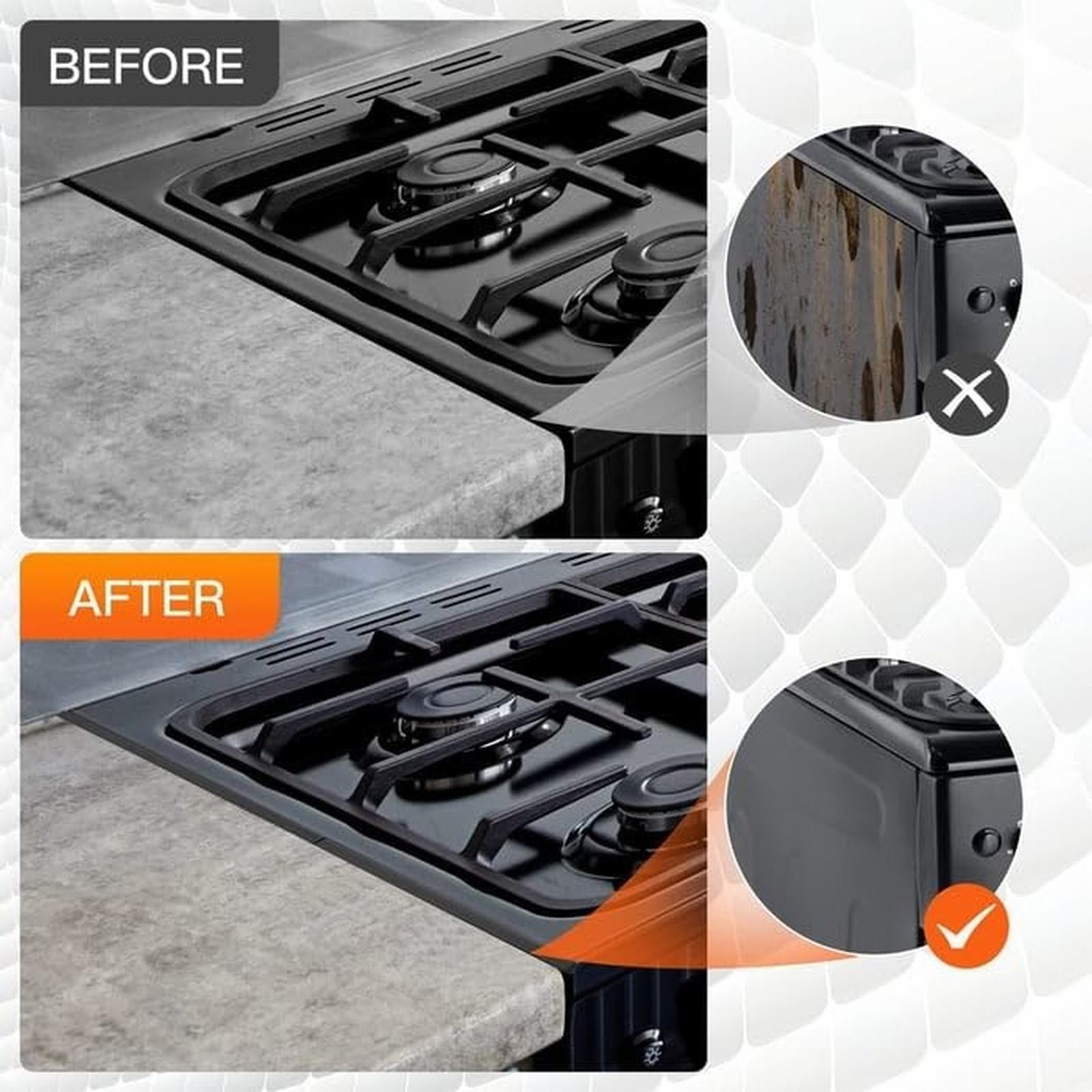 ZMKIAG Stainless Steel Stove Gap Covers (2PCS),Stove Gap Filler,Range Trim Kit,Stove Guard for Kitchen Oven Gap Between Stovetop and Counter, Easy-Clean Kitchen Safety Accessory