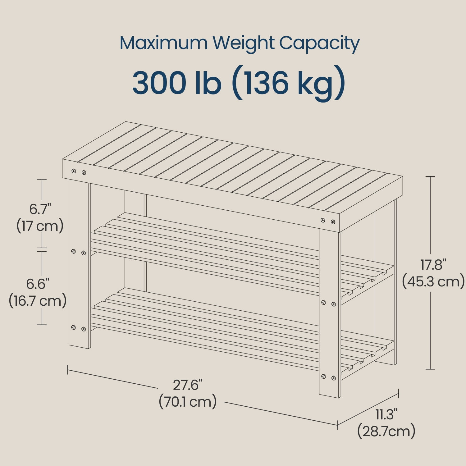 LEDREM 3-Tier Bamboo Shoe Bench Organizer, Multi-Functional Entryway Storage with Seat, 286lb Capacity, Quick Assembly, Natural