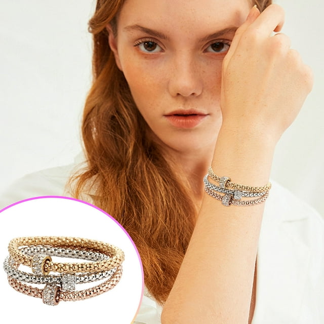 Fiudx Pulsera Tricolor, Pulsera Elástica de Estilo Marinero Vintage Moda, Cadete de Aleación de Maíz, Joyería para Damas, Ideal Bodas En La Playa, Regalo Perfecto para Amigas, Incluye 1 Juego.