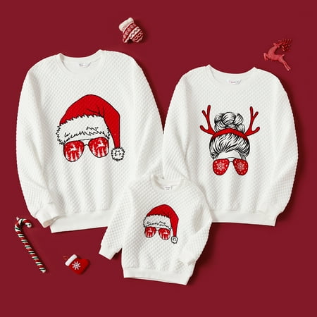 

PatPat Christmas Graphic Print White Family Matching Long-sleeve Textured Sweatshirts