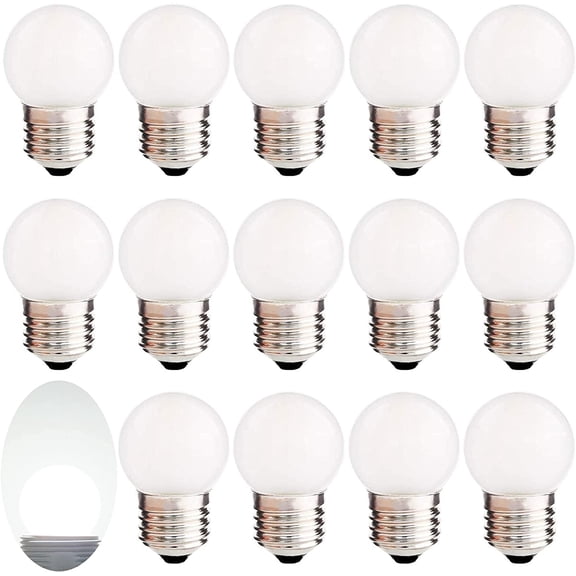 15 Pack Frosted LED Replacement Bulbs, Low Wattage Led Bulb,1.5W Equivalent 15 Watt, E26 Standard Base, 6000K White, Small Globe Light Bulb for Outdoor Patio String Lights Ceiling Fan