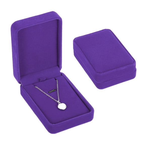 3.9 x 2.8 x 1.4 Velvet Necklace Pendant Box, 2 Pack Jewelry Necklaces Chain Organizer, Purple