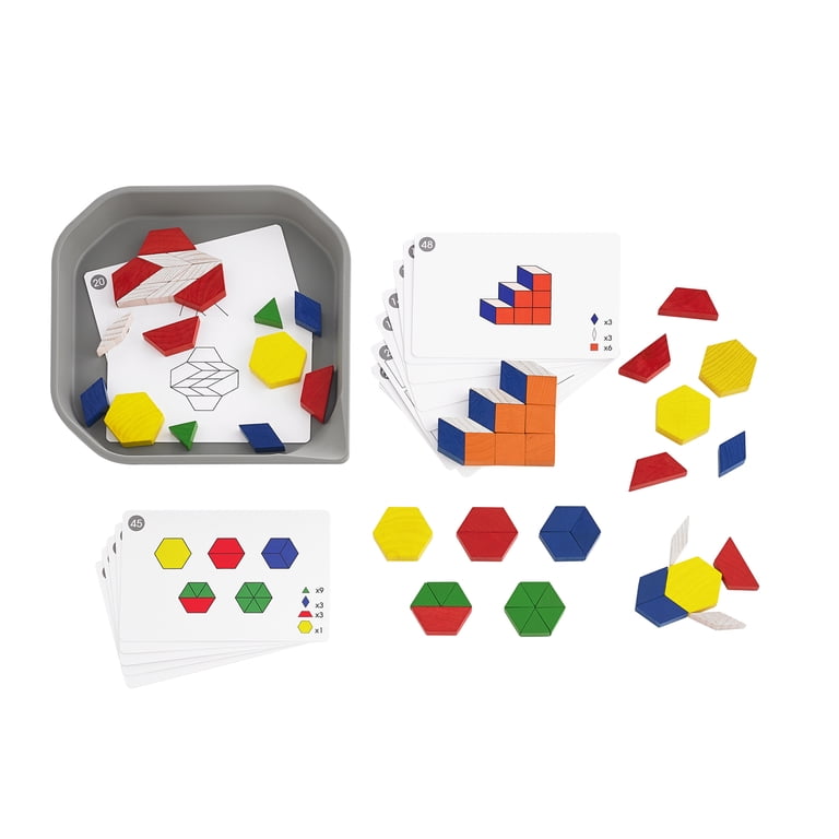 edxeducation FunPlay Pattern Blocks - Set of 60 Wooden Math