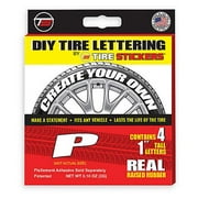 Tire Sticker 9766020159 Letter P Tire Stickers & Film, White - Pack of 4