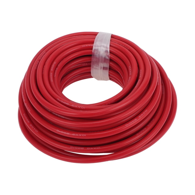 Cables de Tierra Únicos 15m Rojo TC 1 Pcs 10AWG Totalmente Aislado y Con Chaqueta de Toque Suave para Radio de Coche, Automotriz, Altavoces Universales