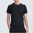 thumbnail image 5 of Men's Quick Dry Running T-Shirt With Nylon & Spandex, Crew Neck Short Sleeve Moisture Wicking Top, Solid Printed Athletic Tee for Gym Workout Fitness Reflective Casual | Zenithor,Black L, 5 of 8