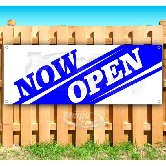 Now Open 13 oz Vinyl Banner With Metal Grommets