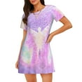 thumbnail image 1 of Easygdp Purple Sparkling Butterfly Camisón de manga corta para mujer, informal, estampado, 1 of 6