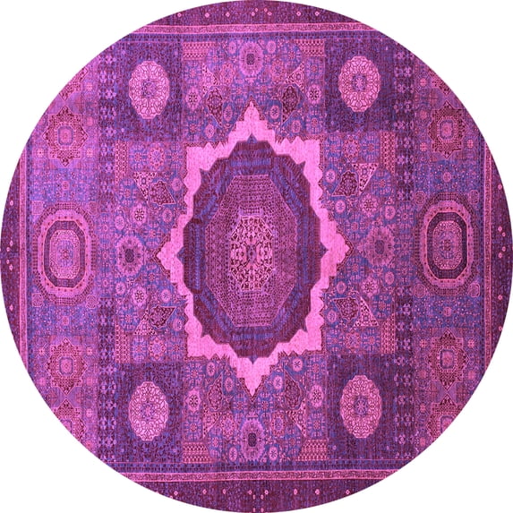 Ahgly Company Indoor Round Oriental Purple Modern Area Rugs, 3' Round