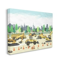 Stupell Industries Construction Vehicles Cartoon Park Painting Design Canvas Wall Art by Ziwei Li