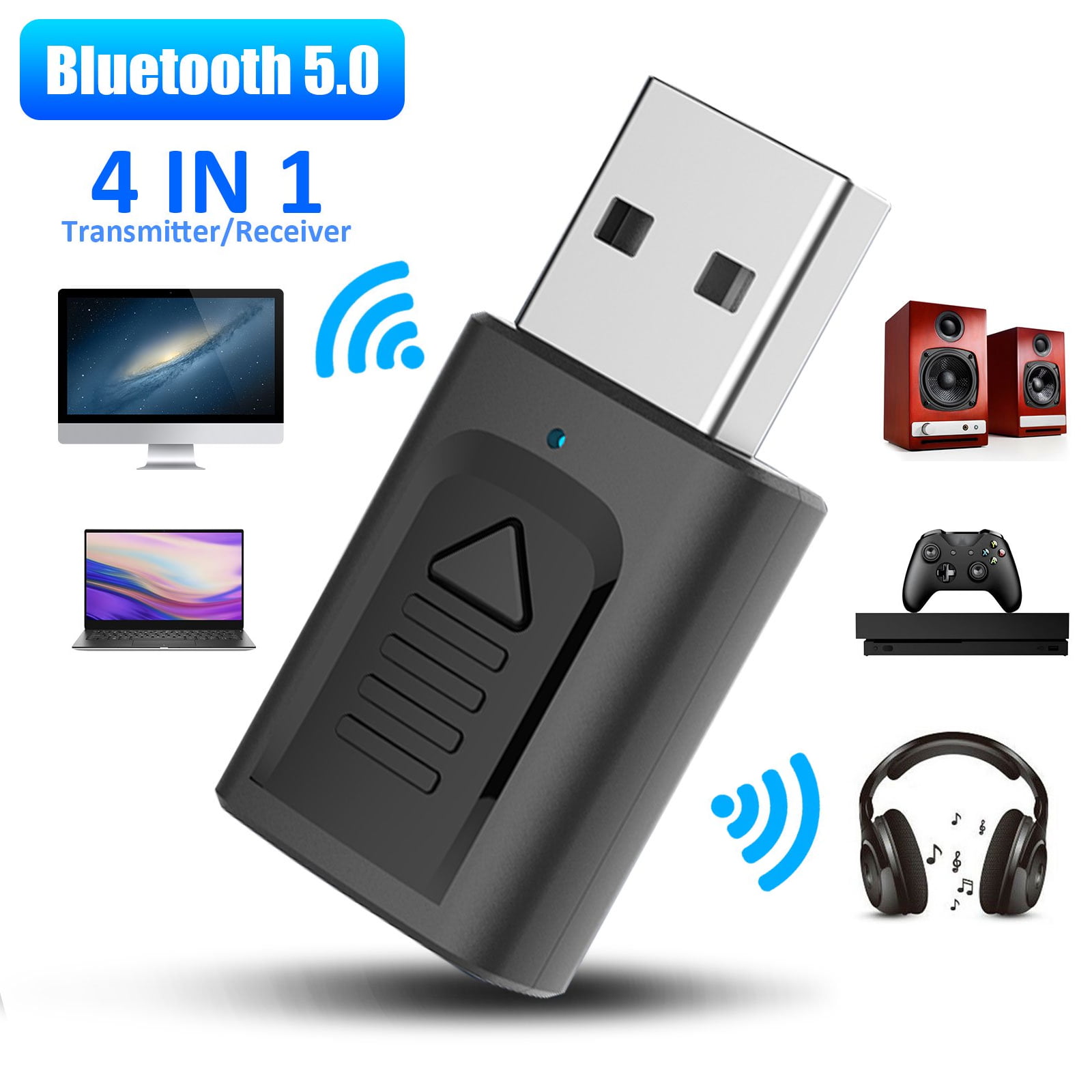 2in1 Bluetooth 4.2 Transmitter and Receiver Stereo Audio 3.5mm Adapter Music USB 