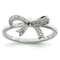 thumbnail image 1 of 925 Sterling Silver Rhodium Plated Diamond Bow Ring, 1 of 2