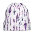 thumbnail image 7 of Naloa Lavender Flowers Soft Beanie Hat, Knit Beanie Daily Beanie in Fine Knit for Women Men Winter Travel, Outdoor, 7 of 7