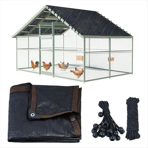 Cubierta para Gallinero, Tela de Sombra UV 90% para Verano, 3,5 X 2 M, con 20 Cuerdas Elásticas.