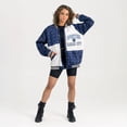 thumbnail image 4 of Women's Gameday Couture  Navy Sporting Kansas City Refined Rivalries Rhinestone Raglan Full-Snap Varsity Bomber Jacket, 4 of 7