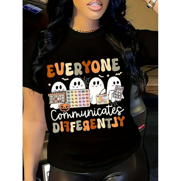 Halloween T-Shirt - Crew Neck,100% Cotton, Sizes S-3XL. Perfect For Parties And Casual Wear. This Everyday T-Shirt Is The Perfect Gift For Women And Perfect For Halloween And Holiday Looks.