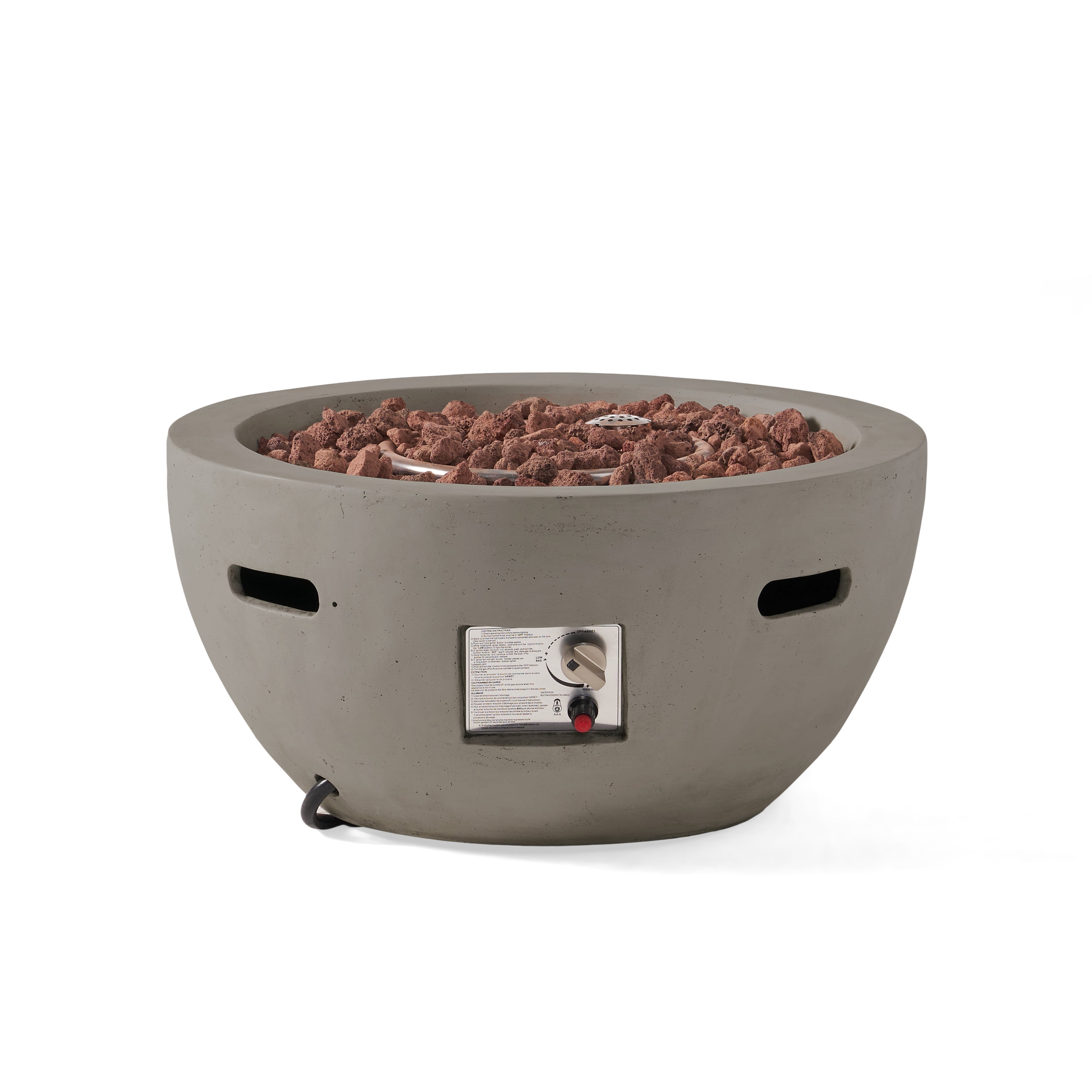 GDF Studio Toulouse Outdoor 40,000 BTU Lightweight Concrete Fire Pit Bowl (No Tank Holder), Light Gray