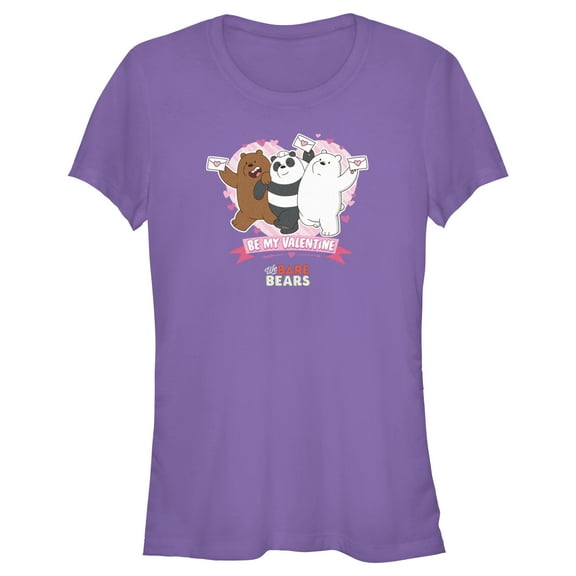 Junior's We Bare Bears Be My Valentine  Graphic Tee Purple Medium