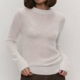 thumbnail image 4 of Duoif Womens Sweaters, Women's Round Neck Long Sleeved Pullover Slim Fitting Temperament Sweater Plush Sweaters for Women White S, 4 of 9