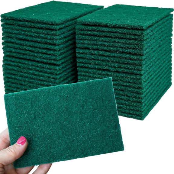 Kleen Handler Green Medium Duty Cleaning Pads – 4 x 6 in, Multi-Purpose Scrub Sponges for Dishes, Kitchen, Bathroom & General Household Cleaning,Pack of 40