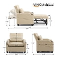 thumbnail image 3 of Ktaxon Sleeper Sofa Bed Convertible Chair Faux Leather 3-in-1 Futon Sofa with Lumbar Pillow for Living Room Bedroom Office Apartment Furniture Beige, 3 of 13
