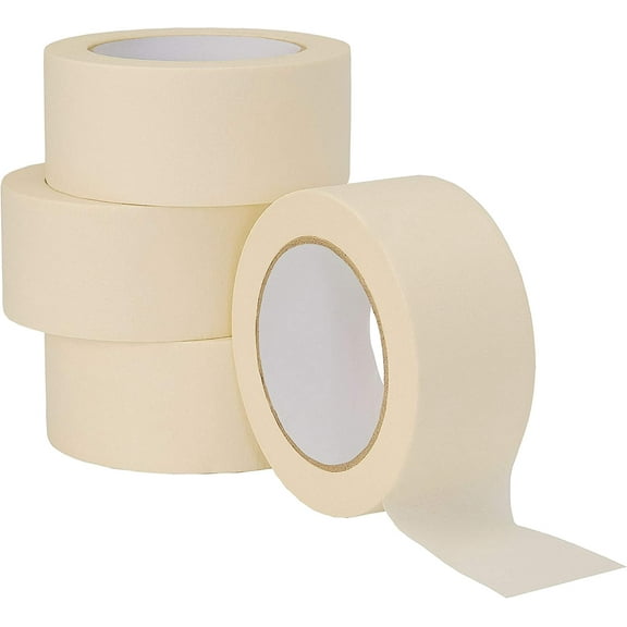 Wide Masking Tape 2 inches, White Masking Tape Bulk Multi Pack, General Purpose & High Performance, 1.95 inches x 55 Yards x 4 Rolls (220 Total Yards) Beige White