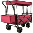 thumbnail image 1 of VEVOR Extra Large Collapsible Garden Cart with Removable Canopy, Folding Wagon Utility Carts with Wheels and Rear Storage, Wagon Cart for Garden, Camping, Grocery Cart, Shopping Cart, Red, 1 of 9