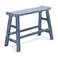 thumbnail image 1 of Pemberly Row 24" Farmhouse Mahogany Wood Bench in Ocean Blue, 1 of 2