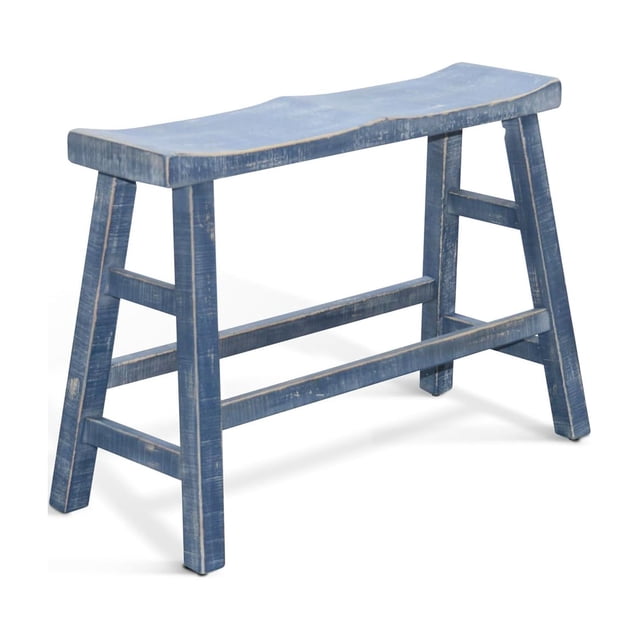 Pemberly Row 24" Farmhouse Mahogany Wood Bench in Ocean Blue