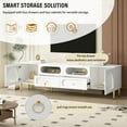thumbnail image 4 of Retro TV Stand for TVs up to 85", Entertainment Center with 4 Drawers & 2 Glass Cabinets, Media Console with Six Metal Legs and Anti-Tip Device, White, 4 of 8
