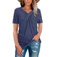 thumbnail image 2 of Femmes Mode V-Cou Manches Courtes Solide T-shirt Chemisier Dames Tops, 2 of 8
