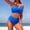 Blue, variant on BRGZLK Women's High Waisted Bikini Sets Tummy Control 2 Piece Split Swimsuit V-Neck Full Coverage Knot Front Bathing Suit