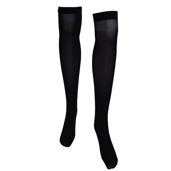 Pair of Black Fashionable Simple Solid Color Overknee Stockings For Women
