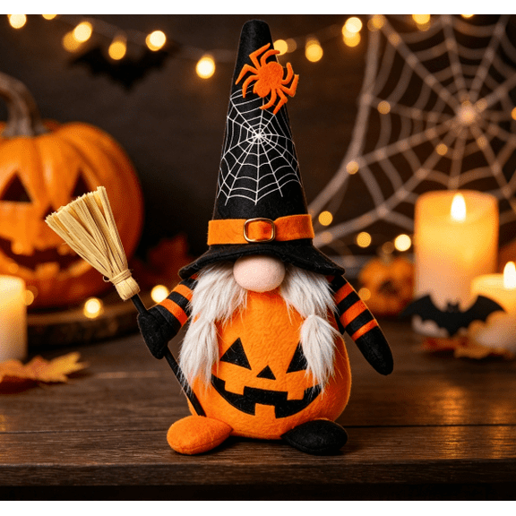 Halloween Gnomes Decorations,9.4 inch Standing Black Purple Swedish Tomte Gnome Scandinavian Elf Dwarf Figurine, Plush Gnomes Halloween Decorations for Table Window Home Office Decor Gift