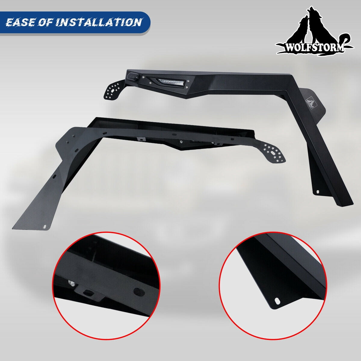 WOLFSTORM Front Fender Flares Fit for 2018-2021 Jeep Wrangler JL 4 Doors/2 Door,LED DRL Lights and Sequential LED Turn Lights,Jeep Wrangler JL/JLU Fender Flares Replacement Exterior Accessories