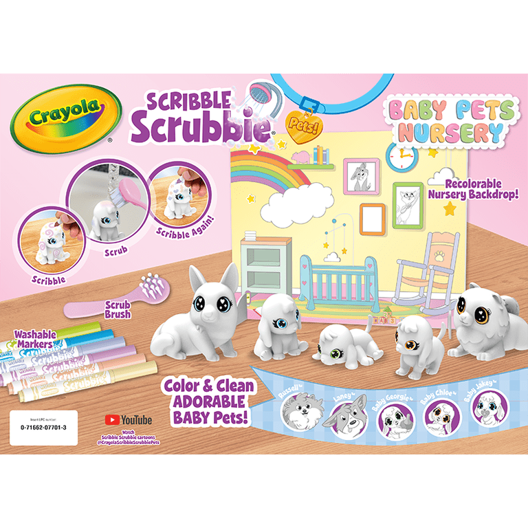 Crayola Scribble Scrubbie Baby Pets Nursery 3pk, Washable Markers