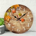 thumbnail image 4 of VOCOO Round Wall Clock, Silent Non-Ticking Battery Operated Clock 10 Inch, Decor for Bathroom, Bedroom, Kitchen, Office or School Leaf Wooden, 4 of 6