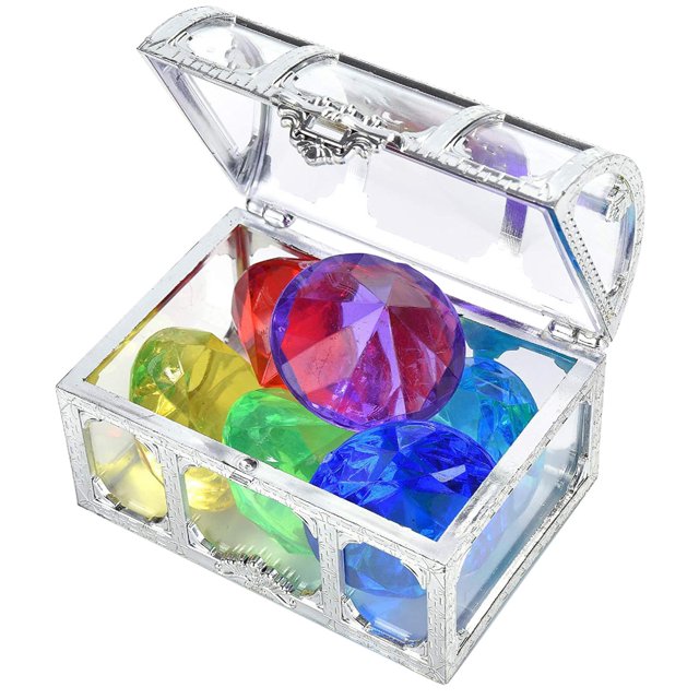 6Pieces Diving Gem Pool Toys Colorful Summer Swimming Gem Diving Toys With 2 Boxes Summer Underwater Swimming Toy Set For Parties Birthday Wedding Decoration Gem