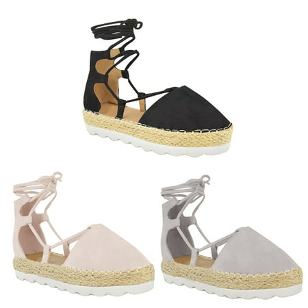 Closed Toe Fisherman Sandal - Women's Summer Sexy Peep Toe Shoes Flat Lace-up Sandals