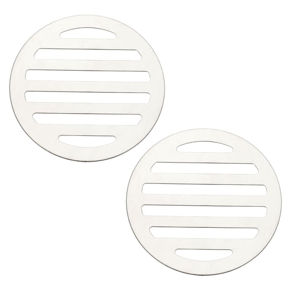 Uxcell 2 Pcs Round Floor Drain Cover, Stainless Steel Shower Hair Catcher Drain Grate for Small Lawns, Bathroom Covers, Kitchen Floor Drains, Silver Tone(3 Inches)