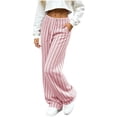 thumbnail image 3 of Lolmot Wide Leg Lounge Pants Women Fashion Ribbed Knit Loose Fit Sweat Pants with Drawstring Stretch Autumn Pajama Pants, 3 of 9