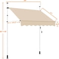 thumbnail image 3 of Yaheetech Manual Retractable Awning, 78"×118" Outdoor Sunshade Shelter Angle & Height Adjustable NO Drilling Patio Door Window Awnings, Canopy with UV Protection for Backyard, Beige, 3 of 18
